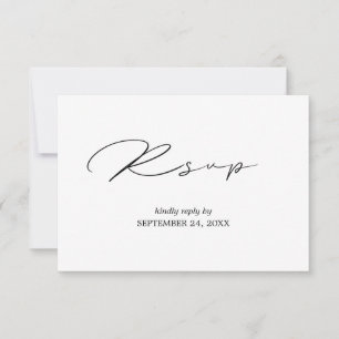 Schwarz-Weiß-Kalligrafie mit Speisen-RSVP-Karte RSVP Karte