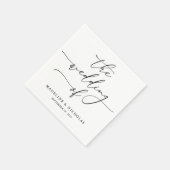 Schwarz-Weiß-Kalligrafie Moderne Hochzeit Serviette (Ecke)