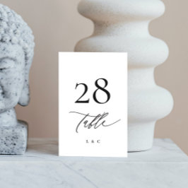 Schwarz-Weiß-Kalligrafie Moderne Hochzeit Tischnummer