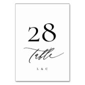 Schwarz-Weiß-Kalligrafie Moderne Hochzeit Tischnummer (Rückseite)