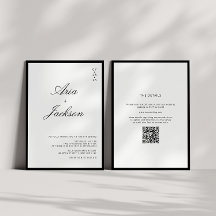 Schwarz-Weiß-Kalligrafie Moderne QR-Code Hochzeit