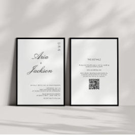 Schwarz-Weiß-Kalligrafie Moderne QR-Code Hochzeit Einladung