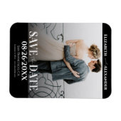 Schwarz-Weiß-Kalligrafie-Save the Date Foto Magnet (Horizontal)