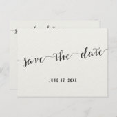 Schwarz-Weiß-Kalligrafie Save the Date Postkarte (Vorne/Hinten)