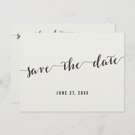 Schwarz-Weiß-Kalligrafie Save the Date Postkarte (Vorne/Hinten)