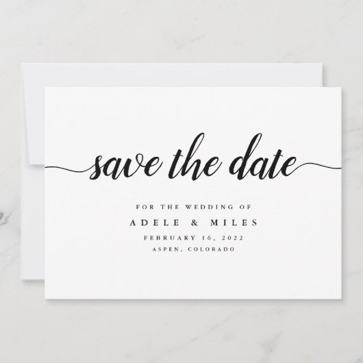 Schwarz-Weiß-Kalligrafie-Save the Date Save The Date (Vorderseite)