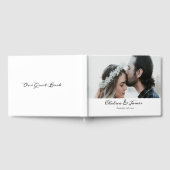 Schwarz-Weiß-Kalligrafie-Script-Foto Hochzeit Gästebuch (Voll)