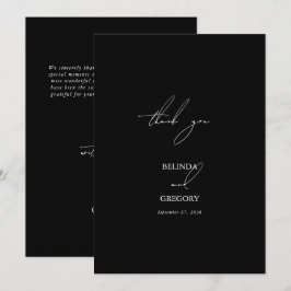 Schwarz-Weiß-Kalligrafie-Signatur-Skript-Hochzeit Dankeskarte