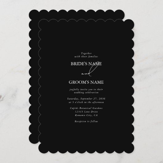 Schwarz-Weiß-Kalligrafie-Signatur-Skript-Hochzeit Einladung (Vorne/Hinten)
