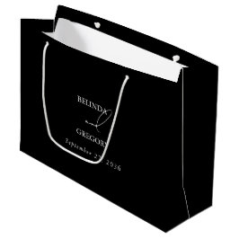 Schwarz-Weiß-Kalligrafie-Signatur-Skript-Hochzeit Große Geschenktüte
