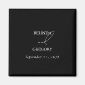 Schwarz-Weiß-Kalligrafie-Signatur-Skript-Hochzeit Magnet (Vorne)