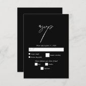 Schwarz-Weiß-Kalligrafie-Signatur-Skript-Hochzeit RSVP Karte (Vorne/Hinten)