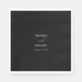 Schwarz-Weiß-Kalligrafie-Signatur-Skript-Hochzeit Serviette (Vorderseite)