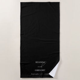 Schwarz-Weiß-Kalligrafie-Signatur-Skript-Hochzeit Strandtuch