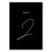 Schwarz-Weiß-Kalligrafie-Signatur-Skript-Hochzeit Tischnummer (Vorderseite)