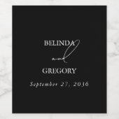 Schwarz-Weiß-Kalligrafie-Signatur-Skript-Hochzeit Weinetikett (Einzelnes Label)