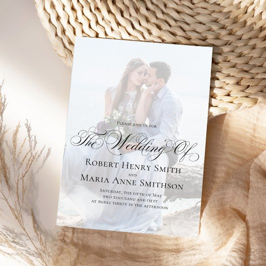 Schwarz-Weiß-Kalligrafie-Skript Elegantes Foto Einladung