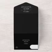 Schwarz-Weiß-Kalligrafie-Skript Hochzeit All In One Einladung (Außenbereich)