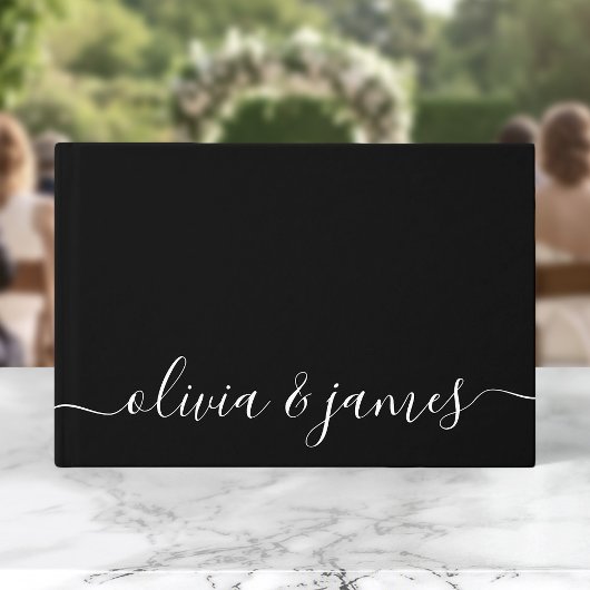 Schwarz-Weiß-Kalligrafie-Skript Hochzeit Gästebuch