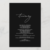 Schwarz-Weiß-Kalligrafie-Skript-Hochzeitreise Programm (Rückseite)