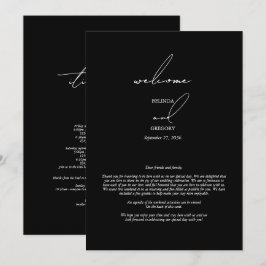 Schwarz-Weiß-Kalligrafie-Skript-Hochzeitreise Programm