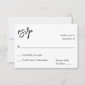 Schwarz-Weiß-Kalligraphie 10 UAWG no Meal RSVP Karte (Vorderseite)