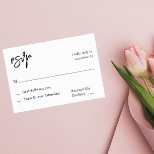 Schwarz-Weiß-Kalligraphie 10 UAWG no Meal RSVP Karte