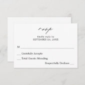 Schwarz-Weiß-Kalligraphie 4 keine Mehlkarte RSVP-K RSVP Karte (Vorne/Hinten)