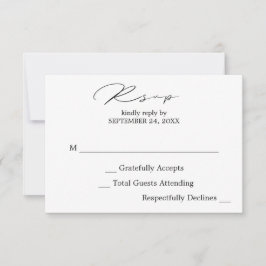 Schwarz-Weiß-Kalligraphie auf der RSVP-Karte RSVP Karte
