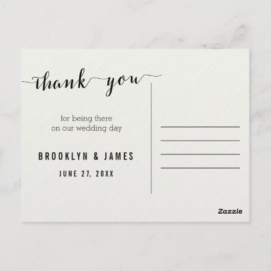 Schwarz-Weiß-Kalligraphie Danke Postkarten (Rückseite)