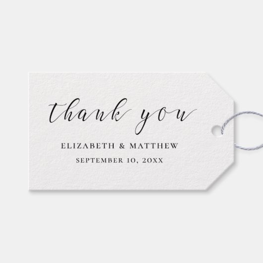 Schwarz-Weiß-Kalligraphie. Einfache Hochzeit Geschenkanhänger (Vorderseite (Horizontal))