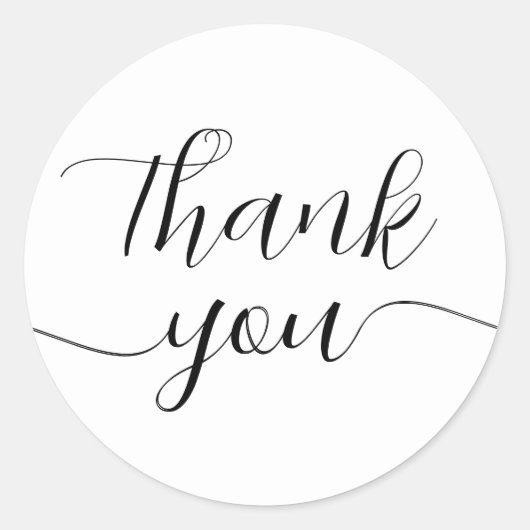 Schwarz-Weiß-Kalligraphie Elegant Danke Runder Aufkleber (Vorderseite)