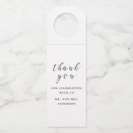 Schwarz-Weiß-Kalligraphie Hochzeit danke Flaschenanhänger