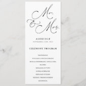 Schwarz-Weiß-Kalligraphie Mr. und Mrs. Wedding Programm (Vorderseite)
