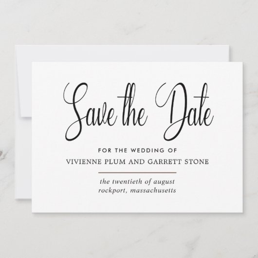 Schwarz-Weiß-Kalligraphie Save the Date (Vorderseite)