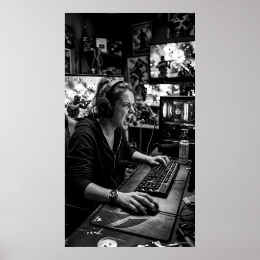 Schwarz-weiß-Kampfstation-Anleitungsposter Poster (Vorne)