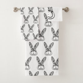 Schwarz-Weiß-Kaninchen Badhandtuch Set