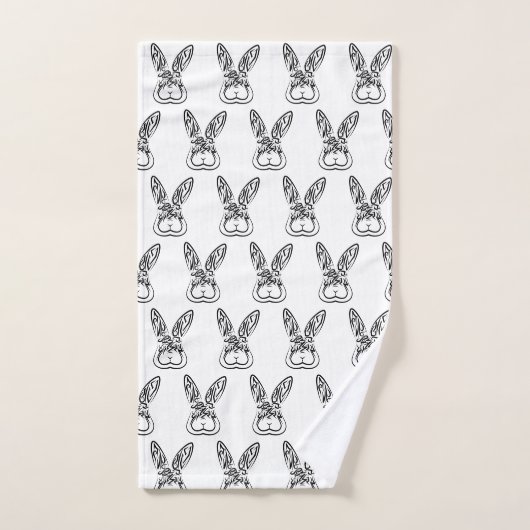 Schwarz-Weiß-Kaninchen Badhandtuch Set (Handtuch)