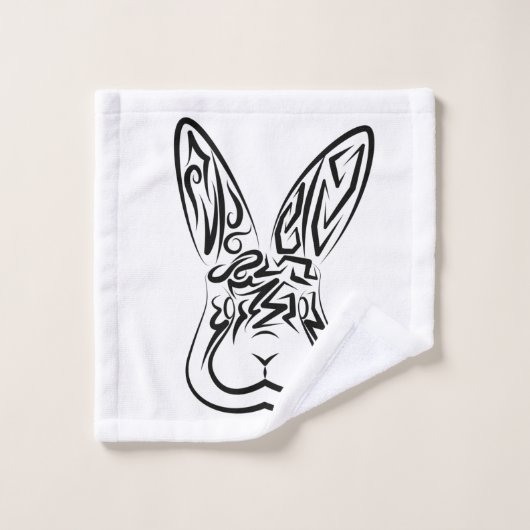 Schwarz-Weiß-Kaninchen Badhandtuch Set (Waschlappen)