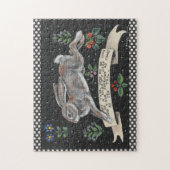 Schwarz-Weiß-Kaninchen-Blütenpuzzle Puzzle (Vertikal)