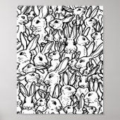 Schwarz-Weiß Kaninchen Bunny Drawing Modernes Must Poster (Vorne)