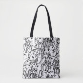 Schwarz-Weiß Kaninchen Bunny Drawings Minimaler Sp Tasche (Vorderseite)