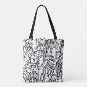 Schwarz-Weiß Kaninchen Bunny Drawings Minimaler Sp Tasche (Rückseite)