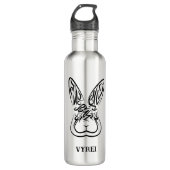 Schwarz-Weiß-Kaninchen Edelstahlflasche (Vorderseite)