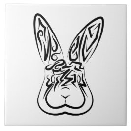 Schwarz-Weiß-Kaninchen Fliese