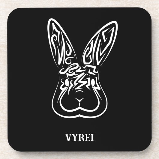 Schwarz-Weiß-Kaninchen Getränkeuntersetzer (Vorderseite)