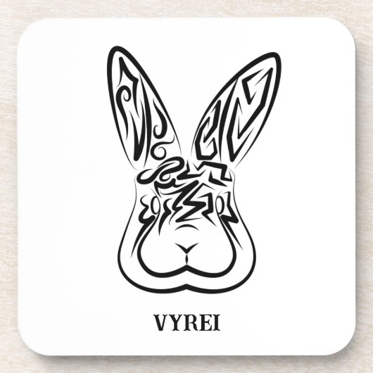 Schwarz-Weiß-Kaninchen Getränkeuntersetzer (Vorderseite)