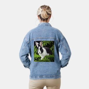 Schwarz-Weiß-Kaninchen-Hase, Jeansjacke