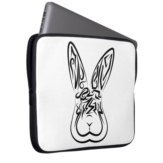 Schwarz-Weiß-Kaninchen Laptopschutzhülle (Vorne Rechts)
