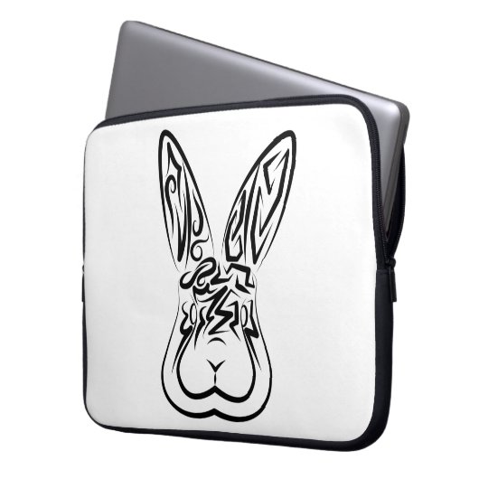 Schwarz-Weiß-Kaninchen Laptopschutzhülle (Vorderseite Links)
